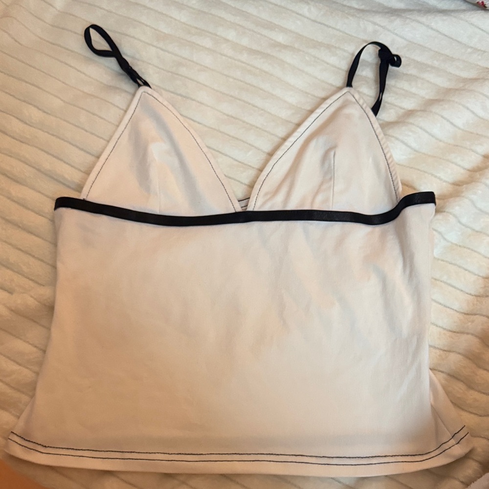 White Tank Top with Black Trim